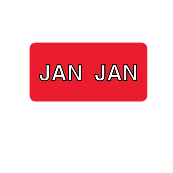 Label, Monthly Tab January 3/4" x 1-1/2" White w/Red & Black Reverse